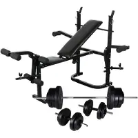 vidaXL Hantelbank Und Hantelständer. Langhantel-und Kurzhantel-set 60.5kg