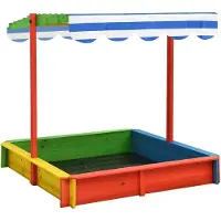 vidaXL Sandkasten Mit Verstellbarem Dach Verstellbares Dach Tannenholz Uv50