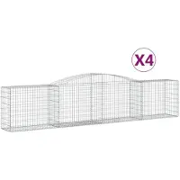 vidaXL Gabionen mit Hochbogen 4 Stk. 400x50x80/100cm Verzinktes Eisen