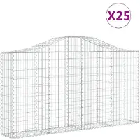 vidaXL Gabionen mit Hochbogen 25Stk. 200x30x100/120cm Verzinktes Eisen