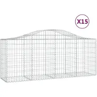 vidaXL Gabionen mit Hochbogen 15 Stk. 200x50x80/100cm Verzinktes Eisen