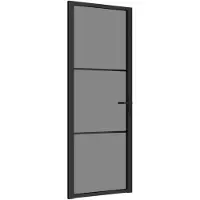 vidaXL Innentür 76x201,5 cm Schwarz ESG-Glas und Aluminium
