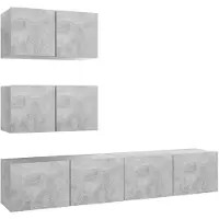 vidaXL 4-tlg. TV-Schrank-Set Betongrau Holzwerkstoff