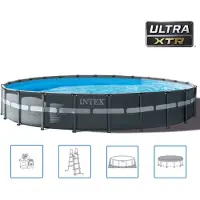 Intex 26340GN, 47241 l, Gerahmter Pool, Kind & Erwachsener, Leiter, Grau, 157,2 kg
