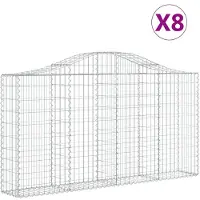 vidaXL Gabionen mit Hochbogen 8 Stk. 200x30x100/120cm Verzinktes Eisen