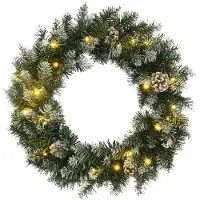 vidaXL Weihnachtskranz mit LED-Leuchten Grün 60 cm PVC