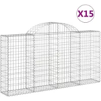 vidaXL Gabionen mit Hochbogen 15Stk. 200x30x100/120cm Verzinktes Eisen