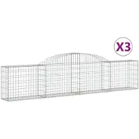 vidaXL Gabionen mit Hochbogen 3 Stk. 300x30x60/80 cm Verzinktes Eisen