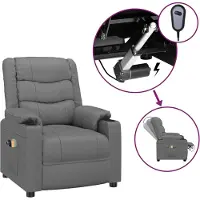 vidaXL Massagesessel Elektrisch Grau Kunstleder