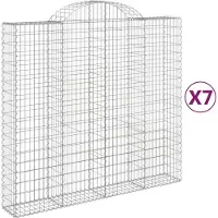 vidaXL Gabionen mit Hochbogen 7 Stk. 200x50x180/200cm Verzinktes Eisen