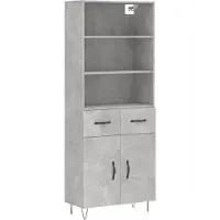 vidaXL Highboard Betongrau 69,5x34x180 cm Holzwerkstoff