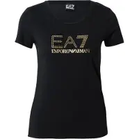 EA7 für Damen. 8NTT67_TJDQZ T-Shirt mit schwarzer Evolution maxilogotype (L), Lässig, Baumwolle, Kurzarm