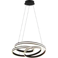 TRIO Große LED Pendelleuchte dimmbar, geschwungen Ø 60cm, Schwarz