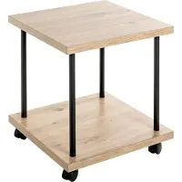 Haku Beistelltisch, quadratisch, melaminharzbeschichtet, 4 Lenkrollen (2 feststellbar), B 400 x T 400 x H 450 mm, schwarz/Eiche hell