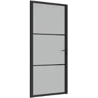 vidaXL Innentür 93x201,5 cm Schwarz Mattglas und Aluminium