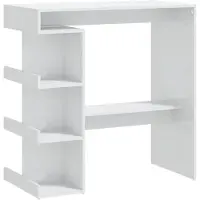vidaXL Bartisch mit Regal Hochglanz-Weiß 100x50x101,5 cm