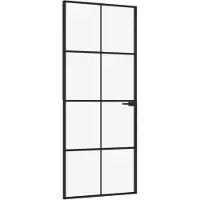 vidaXL Innentür Schwarz 83x201,5 cm Hartglas & Aluminium Schlank