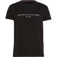 Tommy Hilfiger Core Tommy Logo Tee Jet Black Größe: L | Basic T-Shirts Outlet | Herren | Schwarz