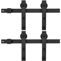 vidaXL Schiebetür-Beschlagsätze 2 Stk. 183 cm Stahl Schwarz