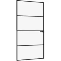 vidaXL Innentür Schwarz 102x201,5 cm Hartglas & Aluminium Schlank