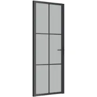 vidaXL Innentür 76x201,5 cm Schwarz Mattglas und Aluminium