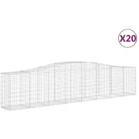vidaXL Gabionen mit Hochbogen 20 Stk. 400x50x80/100cm Verzinktes Eisen