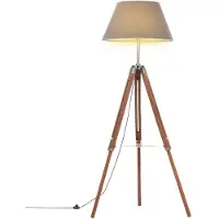 vidaXL Stativlampe Honigbraun und Grau Teak Massivholz 141 cm