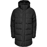 Only & Sons Steppjacke "ONSCARL LIFE LONG QUILTED COAT NOOS OTW", Herren, Gr. XXL, schwarz, Web, Obermaterial: 100% Polyester, unifarben, regular fit, Jacken Steppjacke