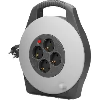 Enzo Trommelverlängerungskabel, 4 Steckdosen 2P+E (Schuko), PVC-Kabel H05VV-F 3x1mm? , Länge 10m