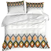 Eurofirany Bettwäsche Kissenbezug weiß orange 200 x 220 cm modern Design 100% Baumwolle
