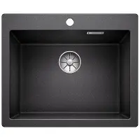 BLANCO PLEON 6, SILGRANIT, anthrazit, ohne Ablauffernbedienung, keine Beckenlage, 600 mm Untermaß, Aufsatzwanne, Rechteckig, Silgranit, Anthrazit, 1 Becken, Rechteckig