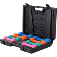 Gorilla Sports Gymnastikhanteln Set - 10kg Gewichte mit Koffer, 2x0,5kg, 2x1kg, 2x1,5kg, 2x2kg, rutschfeste, Neopren - Hantelset, Kurzhanteln Set, Aerobic Dumbbells, Krafttraining, Fitness