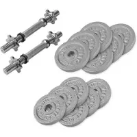 Gorilla Sports Kurzhanteln - 27,5kg Set, 6x1,25kg, 6x2,5kg Gewichte, 2 Kurzhantelstangen mit 4 Sternverschlüssen, Gusseisen - Hantel Set, Kurzhantelset, Hantelscheiben