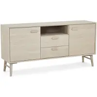 Furnhouse Sideboard Otaro Eiche Whitewash 160 cm - 2 Türen, 2 Schubladen & Soft-Close