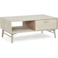 Furnhouse Couchtisch Otaro 120 cm Eiche Whitewash - Massivholzbeine & MDF mit Eichenfurnier