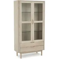 Furnhouse Vitrine Gorbin 190 cm Eiche Whitewash - 2 Türen, 2 Schubladen, LED & Soft-Close
