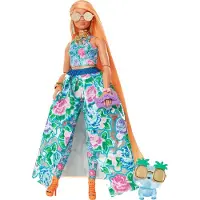 Mattel Extra Fancy Puppe im blauen Kleid mit Blumenmuster