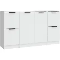 vidaXL Sideboards 3 Stk. Weiß Holzwerkstoff