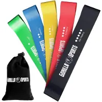 Gorilla Sports Fitnessbänder - 5er Set mit Tragebeutel, 5 Verschiedene Stärken, Rutschfest - Resistance Bands, Widerstandsbänder, Gymnastikband