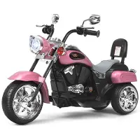 Costway 6V Elektro Motorrad Kinder mit verstellbaren Scheinwerfer, Dreirad Elektromotorrad mit Sound, Hupe, Rückspiegel, Pedale, Geschwindigkeit 2,5-3 km/h (Rosa)