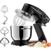 Kitchenbrothers Küchenmaschine 1800W Schwarz - Touch-Display - Timer - 6,2L Aluminium
