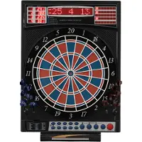 Karella Dartautomat Premium Silver, elektronische Dartscheibe mit High-End Level 41 Spiele, Profi 2-Loch Turnierausführung, LED-Anzeigen, inkl. 12 Softdarts
