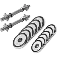 Gorilla Sports Kurzhanteln - 27,5 kg, 2er Set, 6x1,25kg, 6x2,5kg Gewichte, 2 Kurzhantelstangen mit 4 Sternverschlüssen, 30mm, Griff gerändelt, aus Chrom - Hantelset, Kurzhantelset, Hantelscheiben