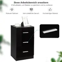 Coast 2er Set Nachttisch mit 3 Schubladen Büroablagen 37 x 34 x 66,5 cm schwarz