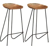 vidaXL Barhocker 2 Stk. Massivholz Akazie