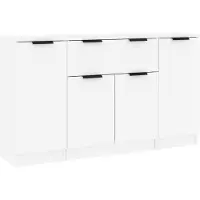vidaXL Sideboards 3 Stk. Weiß Holzwerkstoff