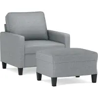 vidaXL Sessel mit Hocker Hellgrau 60 cm Stoff