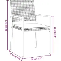 vidaXL 3-tlg. Garten-Essgruppe mit Kissen Poly Rattan und Stahl