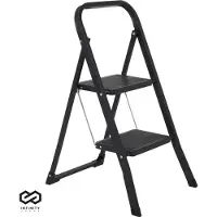Brixy Infinity Goods Stabile Haushaltsleiter mit 2 Stufen – Zusammenklappbare Küchenleiter – Rutschfest –