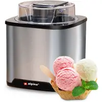 Alpina Eismaschine für Eiscreme, Gefrorener Joghurt & Sorbet 2L - Automatische Selbstabschaltung - Edelstahl - Silber